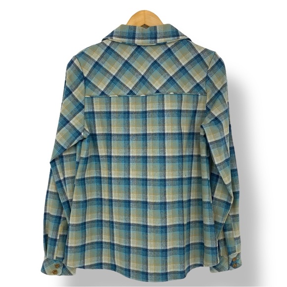 Pendleton Turquoise Blue Plaid 100% Virgin Wool Button-Up Shirt Wms sz Medium - Picture 3 of 12